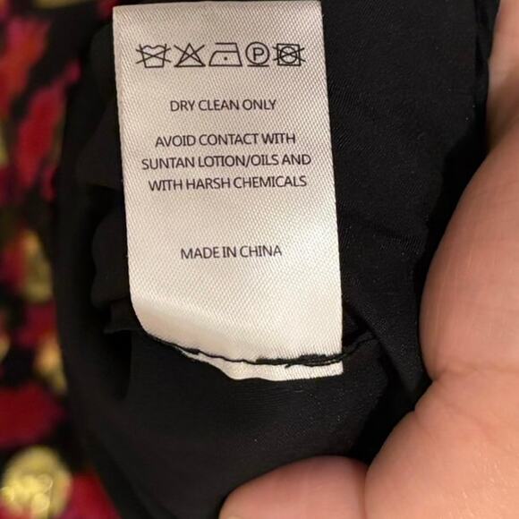 Saloni Red Gold Silk Tilly Floral Print Polka Dot Mini Dress Size 4 - Picture 6 of 7